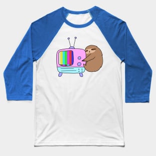 Vintage No Signal TV Sloth Baseball T-Shirt